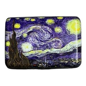 Van Gogh Starry Night Armored Wallet RFID Card Holder Hard Case 4.5” X 3”